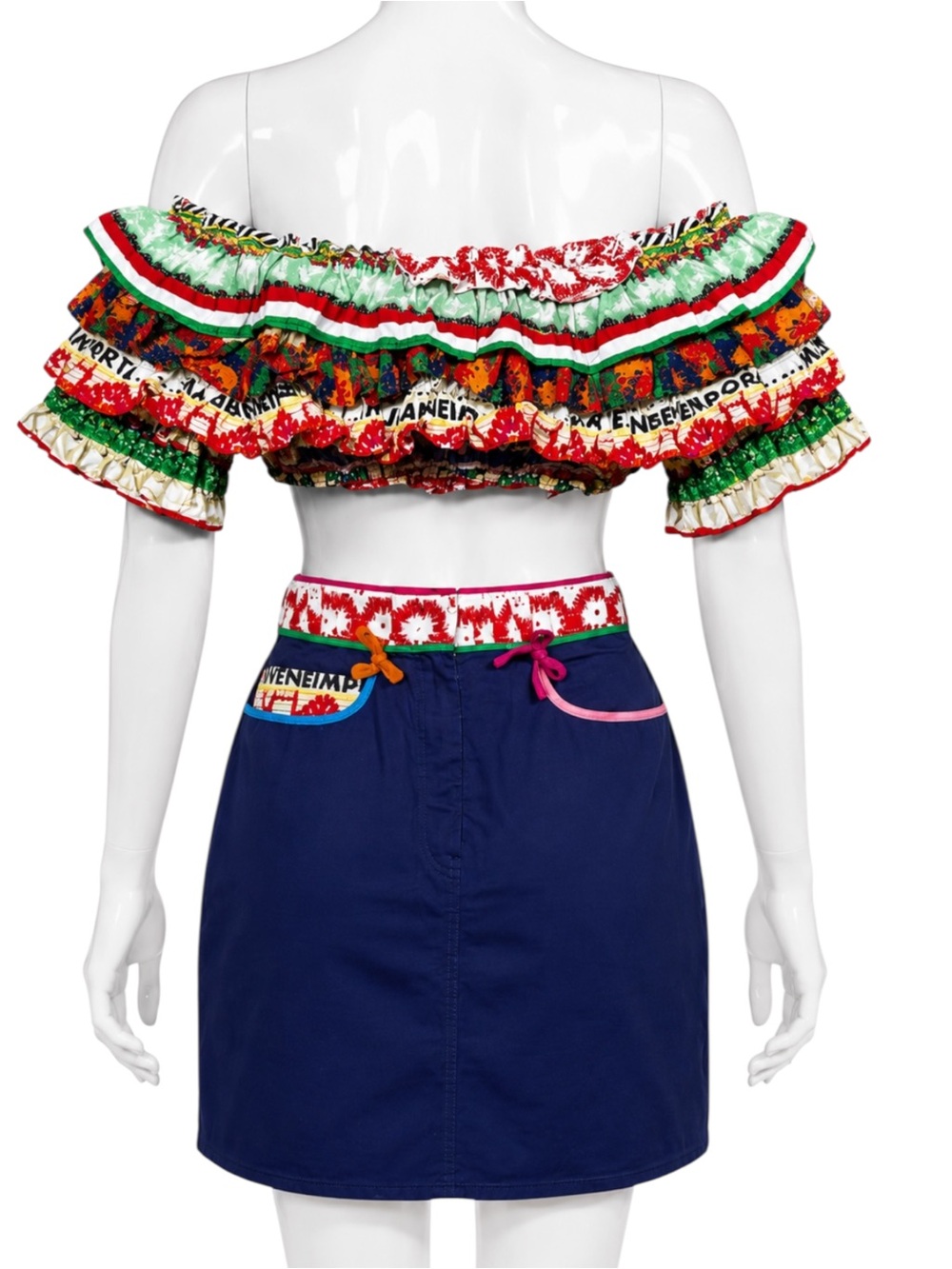 1990’s Moschino Jeans Vintage Rare Off The Shoulder Top And Skirt Set - Picture 2 of 3